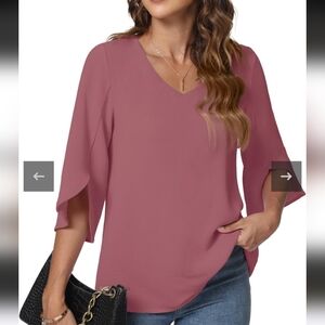 Women's V-Neck Blouse - Rose Pink